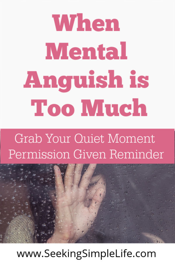 Take some mom time when life becomes overwhelming. Give yourself permission to process mental anguish. #mentalhealth #selfcare #busymom #workingmother #quietmoments #seekingsimplelife