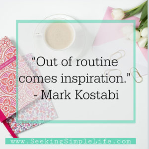 Out of routine comes inspiration. Such a simple way to explain why I'm not moving forward with my career or life goals. Improving my productivity will help but it is more than just the tools I use, it's how I use those tools that matter. #goalsetting #lifelessons #careeradvice #productivity #workingmothers #busymoms #seekingsimplelife