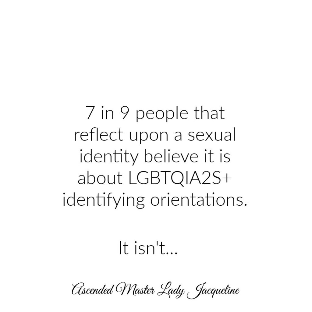 This is where we are today in the world, but we don't need to be. A sexual identity is not what most believe, there is a difference between a sexual identity and an identifying orientation.