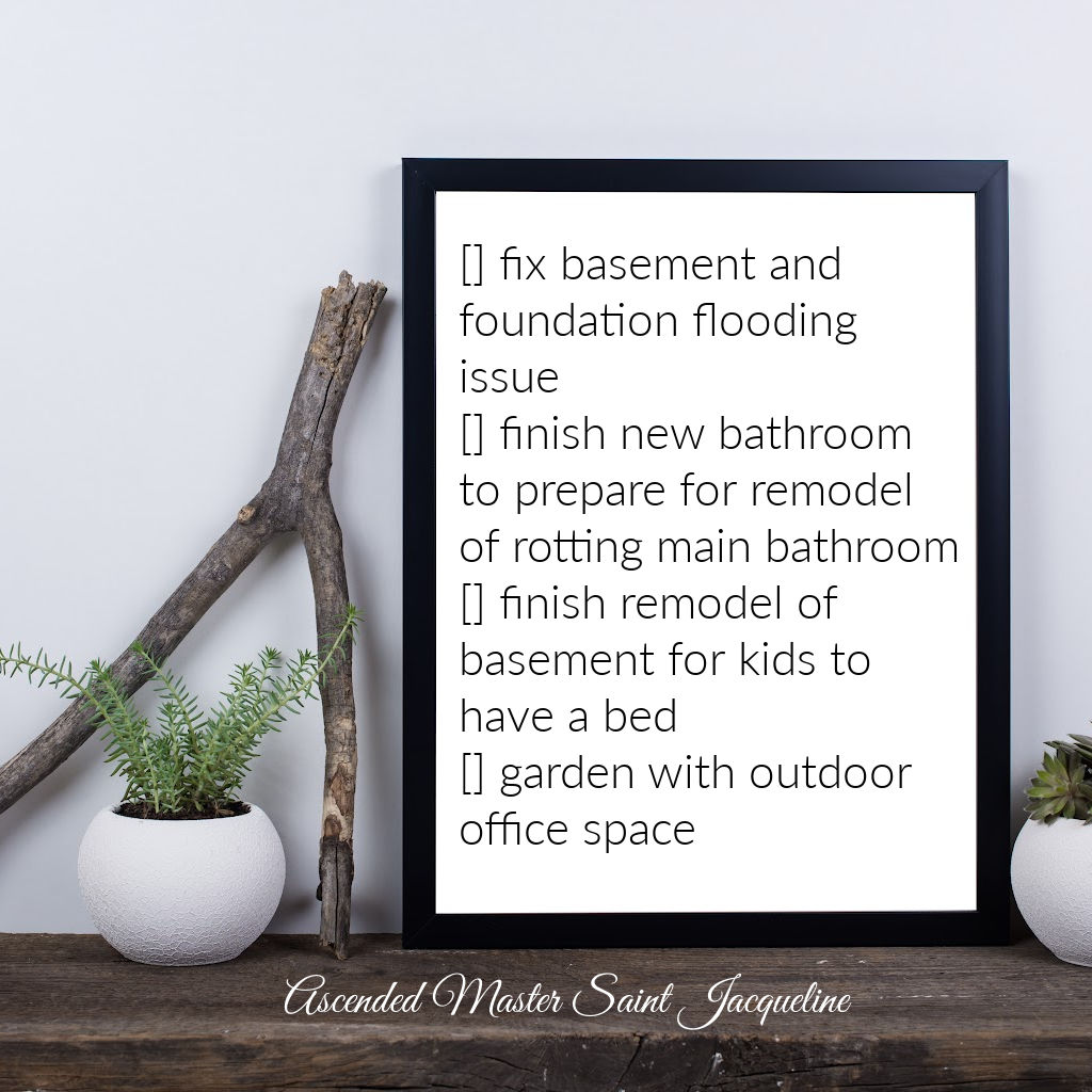 These are the practical manifestations items I have for the home I am currently living in. Any donations I receive for the work I do may contribute to achieving these dreams.